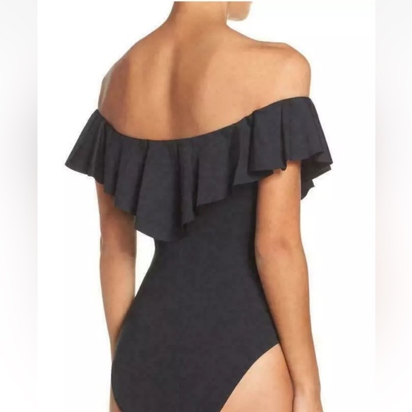 Trina Turk Black Gypsy Solids Off The Shoulder‎ Swimsuit One Piece - Picture 4 of 13